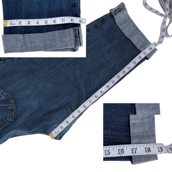 Lane Bryant Roll Cuff Denim Crop Capri Jeans Plus Size 18 Petite Triangle Blue - Picture 13 of 14